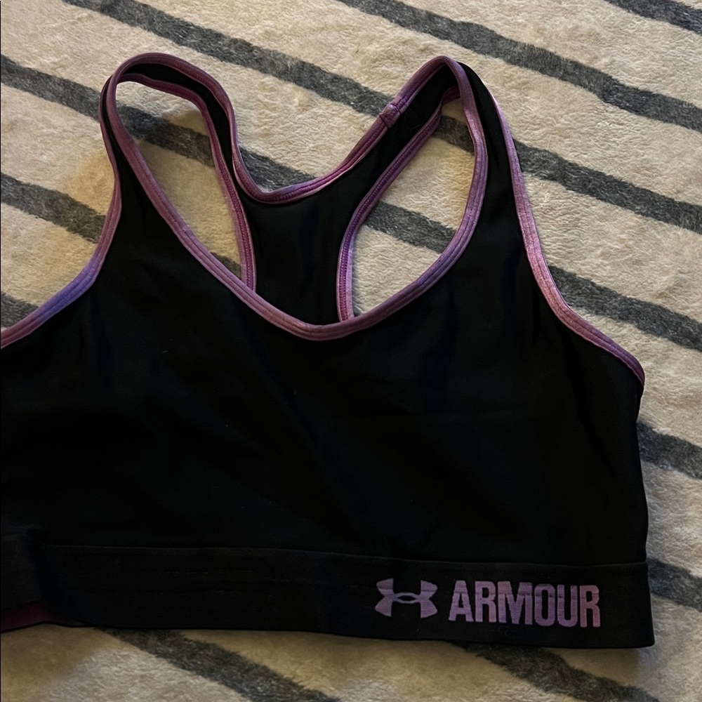 Under Armour Black Sports Bra with Purple Trim